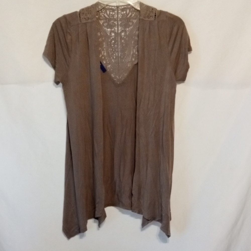 Apt. 9 Brown Lace Back Open Front Cardigan Sz XS